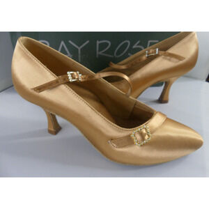 Ray Rose Ballroom Dance Heels 2.5” Flared Heel Flesh Satin Savannah Sz 6 NIB